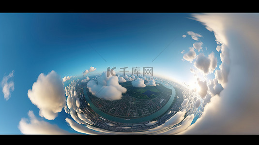 360 度无缝 HDRI 天空全景，展示天顶和云彩，非常适合 3D 渲染插图和天空穹顶