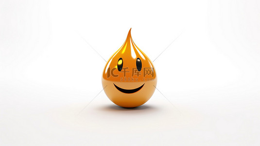 火的表情符号背景图片_白色背景上简约风格的火表情符号的 3D 渲染