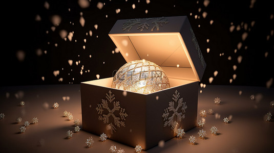 揭开节日3D礼盒圣诞球雪花和星星的面纱