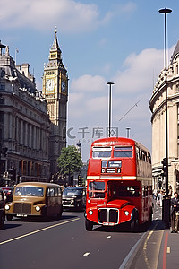 伦敦城市背景图片_伦敦红色双层巴士 rb ll01307