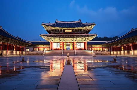 寺庙旅行背景图片_韩国光州的韩国寺庙