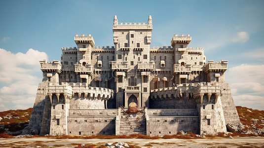 中世纪堡垒的 3d 渲染
