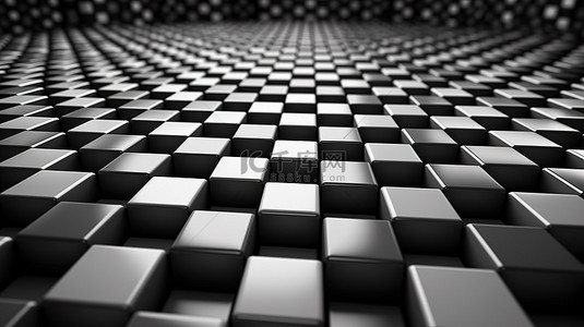 几何图案黑白背景图片_3d 渲染中的空中黑白方格砖