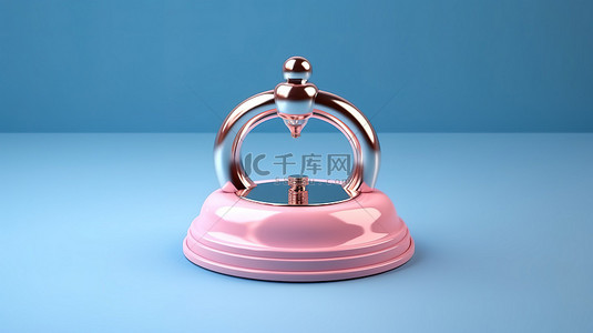 旅行粉色背景图片_蓝色背景，带有 3D 渲染的粉色服务铃，用于接收警报