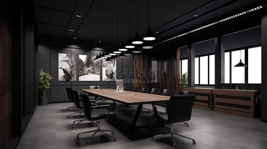 会议室管理背景图片_领导团队会议室的创新概念 3D 渲染和演示