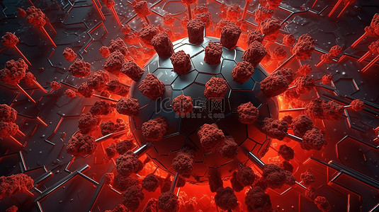 猩红背景图片_科学背景下猩红病毒的 3d 渲染