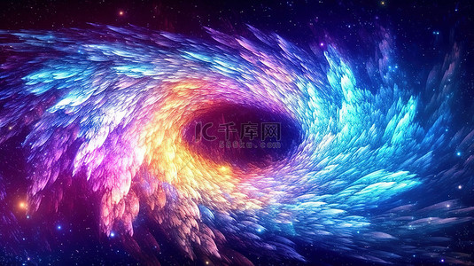 彩色太空背景图片_充满活力的宇宙风波和涟漪的 3D 渲染