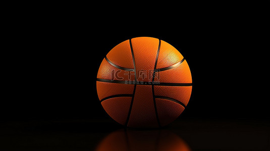 橙色篮球的孤立左侧 3d 渲染，带有文本空间