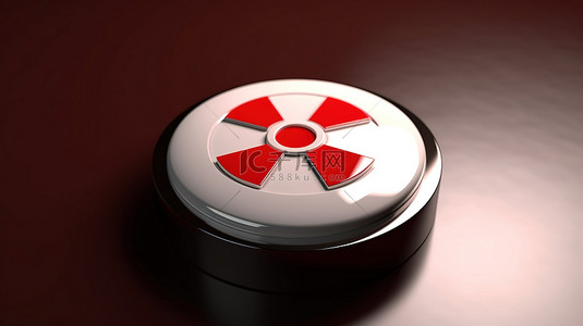 孤立的红色和白色核按钮的 3d 渲染