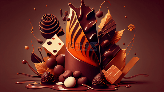 糖果巧克力零食背景图片_巧克力糖果插画背景