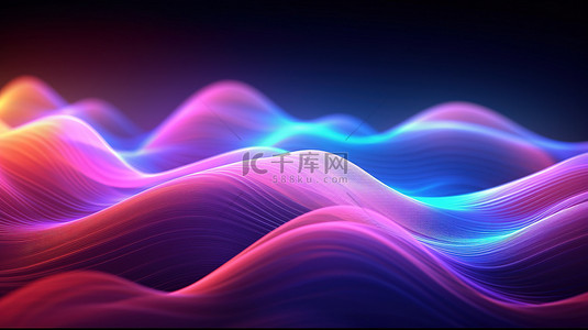 抽象图形声波运动背景中动态光线的 3d 插图