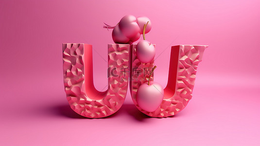 海报创意字体设计背景图片_3d 渲染粉红色背景与七月刻字