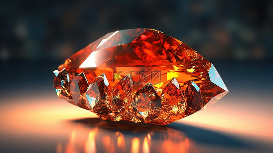 适合皇家公主的金黄榴石宝石的 3D 渲染
