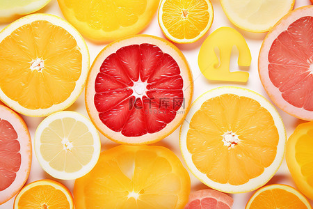 橙子柠檬和柚子切成块的大照片