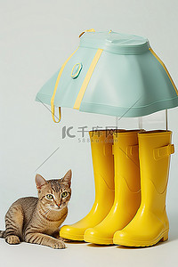 龙坐在元宝上背景图片_篮伞下的两只黄色雨靴