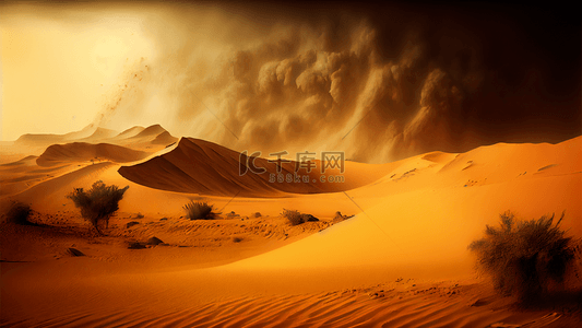 沙尘暴天气图标背景图片_沙漠沙尘暴弥漫