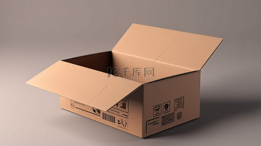 包装盒渲染背景图片_未装箱的棕色纸板箱的 3D 渲染