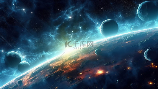 悦生活越美好背景图片_体积照明在 3D 渲染中将幻想宇宙带入生活