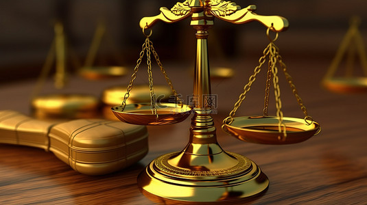 平衡尺背景图片_正义的象征 3d 渲染正义天平与法律主题信息