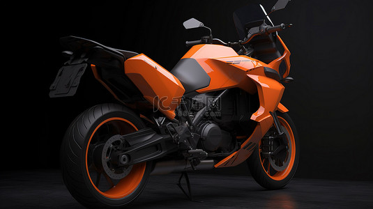 运动贴士背景图片_灰色背景下两座橙色城市运动摩托车的 3D 渲染