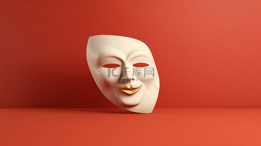 微信表情包背景图片_带有复制空间的空白剧院面具的 3D 插图