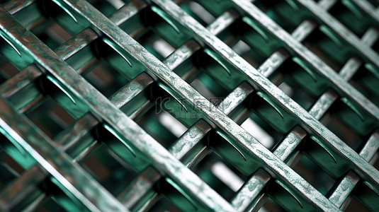 钢铁生产背景图片_3d 插图热浸镀锌金属格栅带钢格栅