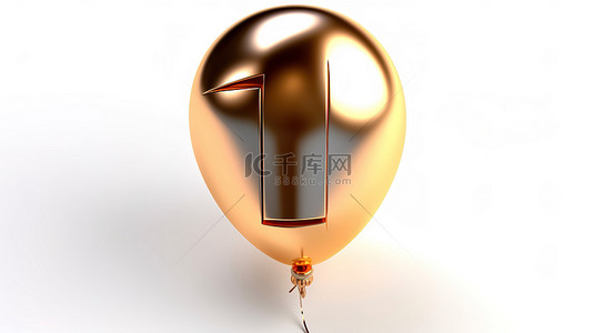 闪亮的金属气球设置在白色背景下，具有黄金第一和假期周年纪念日特别优惠 3D 渲染
