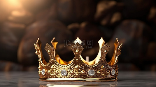 卡通金色背景背景图片_豪华的 3D 渲染金冠在引人注目的帕特尔背景上象征着皇室的胜利和成功