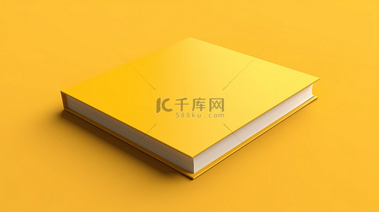 店铺介绍背景图片_3D 渲染硬质模型方形小册子小册子和邀请函，在黄色背景上具有逼真的阴影