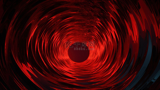 3d 渲染的红色波浪隧道背景中的不规则黑洞和类似于虫洞或传送门的移动线