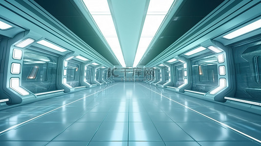 未来科幻城背景图片_巡航通过未来 3D 可视化的发光走廊