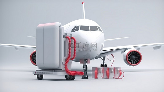 充电站为 3d 渲染的飞机供电