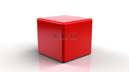 红色图形背景图片_3d 中的红色立方体白色背景渲染图像