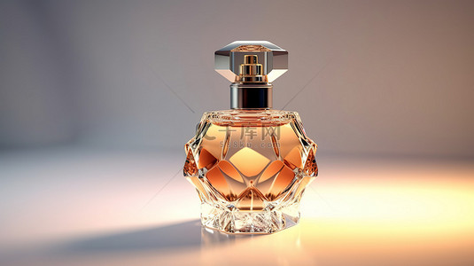 设计优雅的精致香水瓶的 3D 插图