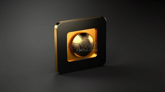 闪闪发光的胜利符号 3D 渲染按钮，带有金色目标图标 ui ux 元素