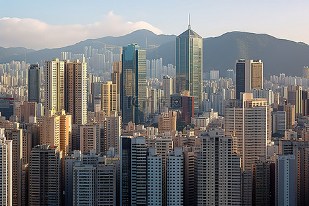 城市背景图片_香港城市的摩天大楼