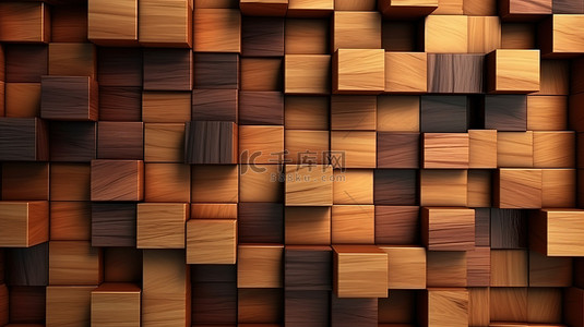 棕色木材背景图片_时尚的3D木壁纸插图