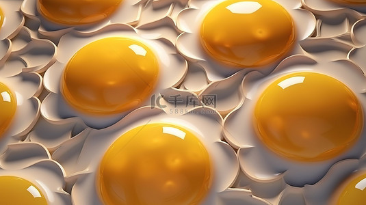 卡通金色背景背景图片_3d 渲染中的单面朝上鸡蛋设计