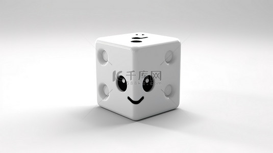 简约游戏背景背景图片_带有白色背景上孤立的幸运表情符号的简约骰子立方体符号的 3d 渲染