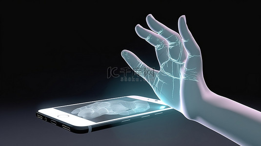 智能手机和手在令人惊叹的 3d