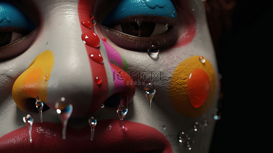 男人嘴唇背景图片_流泪的特写 3d 呈现快乐的小丑