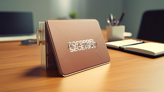 办公桌上的特殊项目文件夹，带有色调背景 3D 渲染商业概念