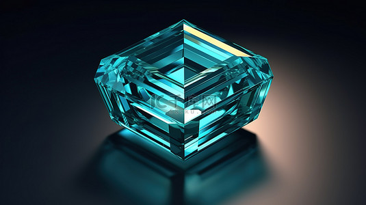 3D 渲染阿舍尔切工海蓝宝石宝石