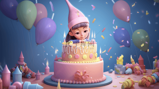 卡通蛋糕气球背景图片_过生日粉色卡通