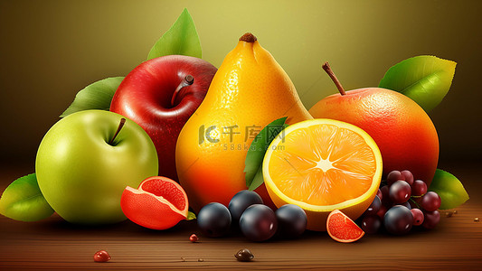 水彩卡通水果背景图片_食物水果零食小葡萄