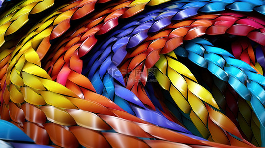 编织网背景图片_具有卷曲表面的充满活力的碳纤维编织的 3D 渲染