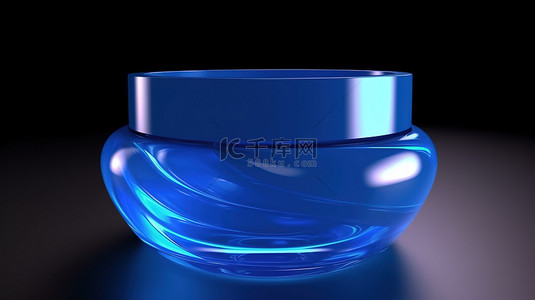 3d 渲染中的蓝色化妆品凝胶容器