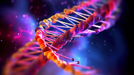 彩色背景下 DNA 结构的充满活力的 3D 数字插图