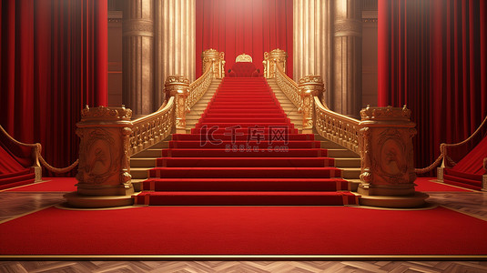 活动贵宾背景图片_用楼梯和金绳屏障构思红地毯活动