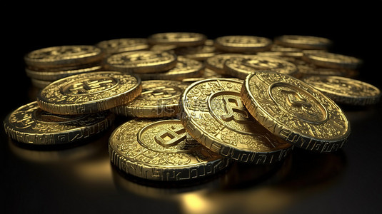 东方黄金背景图片_以 3D 渲染的古金币为特色的中国节日元素插图